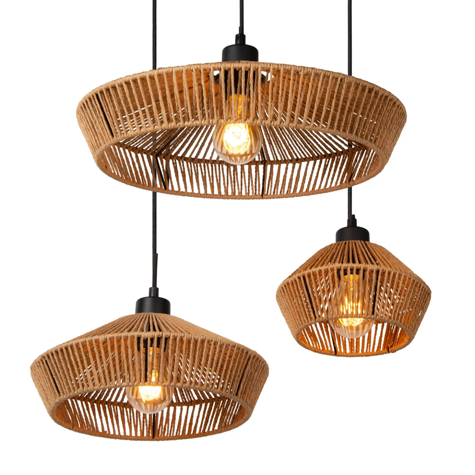 Lámpara colgante Yunkai de papel, 3 luces