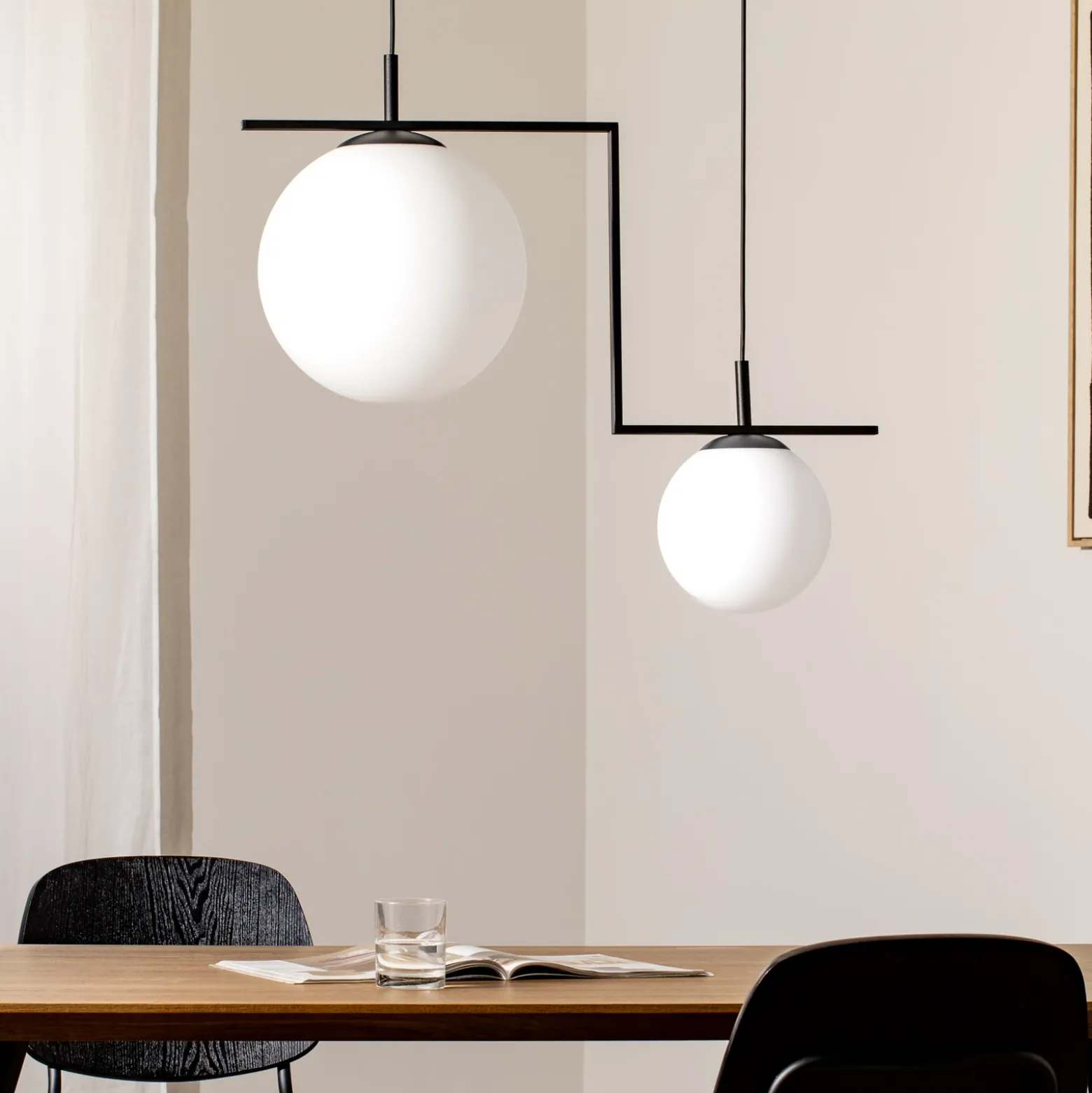 Lámpara colgante Zac, 2 luces, negro