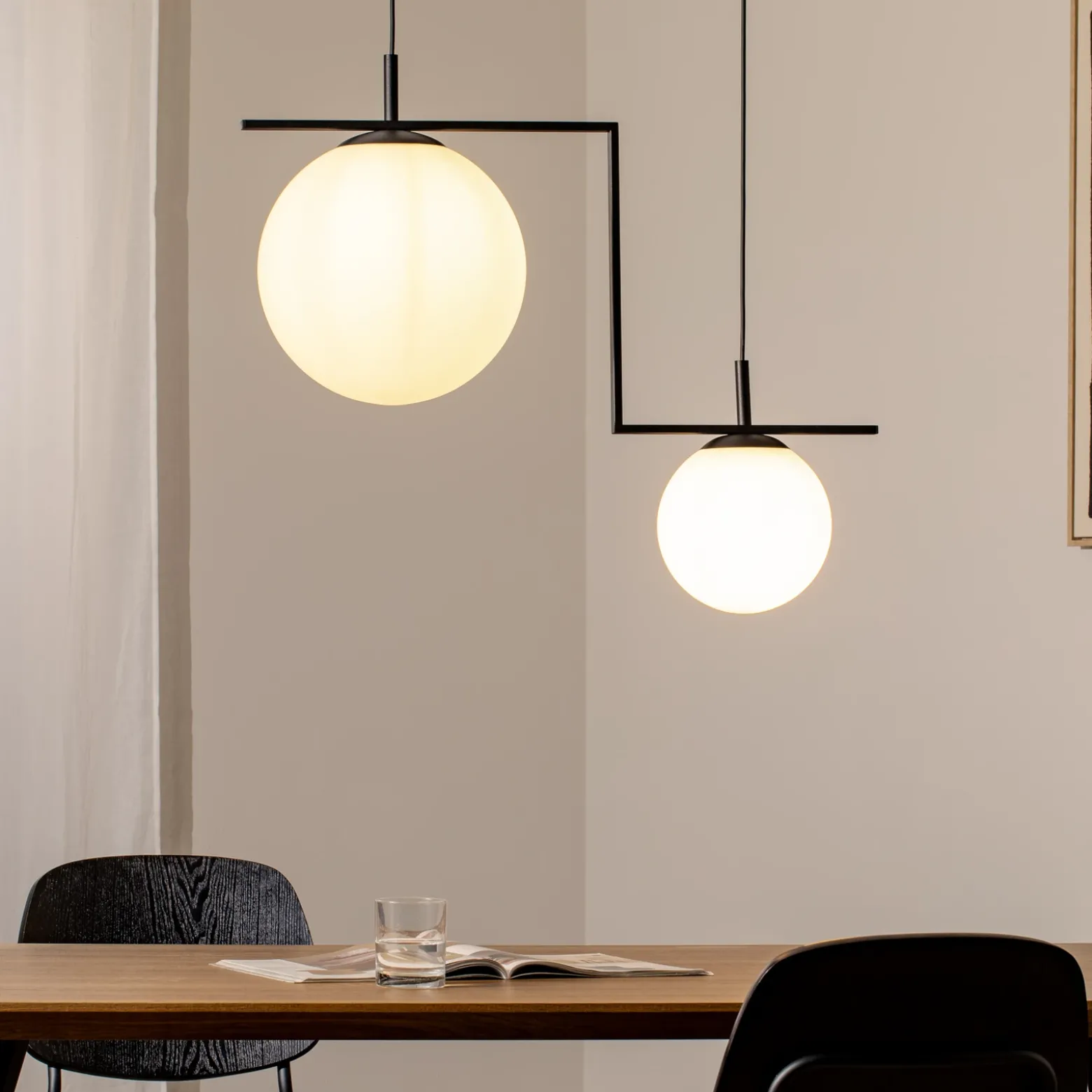 Lámpara colgante Zac, 2 luces, negro
