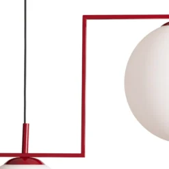 Lámpara colgante Zac, opalina/burdeos, 2 luces