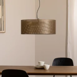 Lámpara colgante Zofia, marrón café, metal, Ø 50 cm, 3 luces, E27