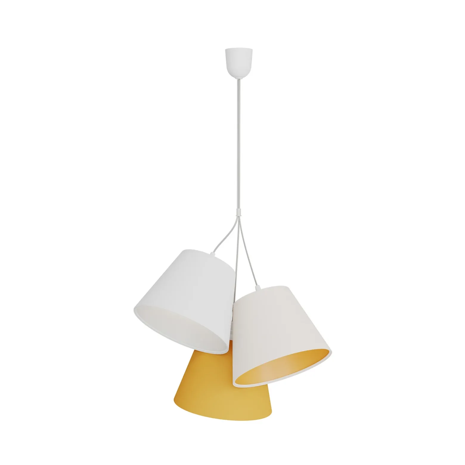 Lámpara colgante Zsofia, 3 luces, blanco/amarillo