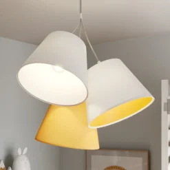 Lámpara colgante Zsofia, 3 luces, blanco/amarillo
