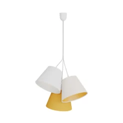 Lámpara colgante Zsofia, 3 luces, blanco/amarillo