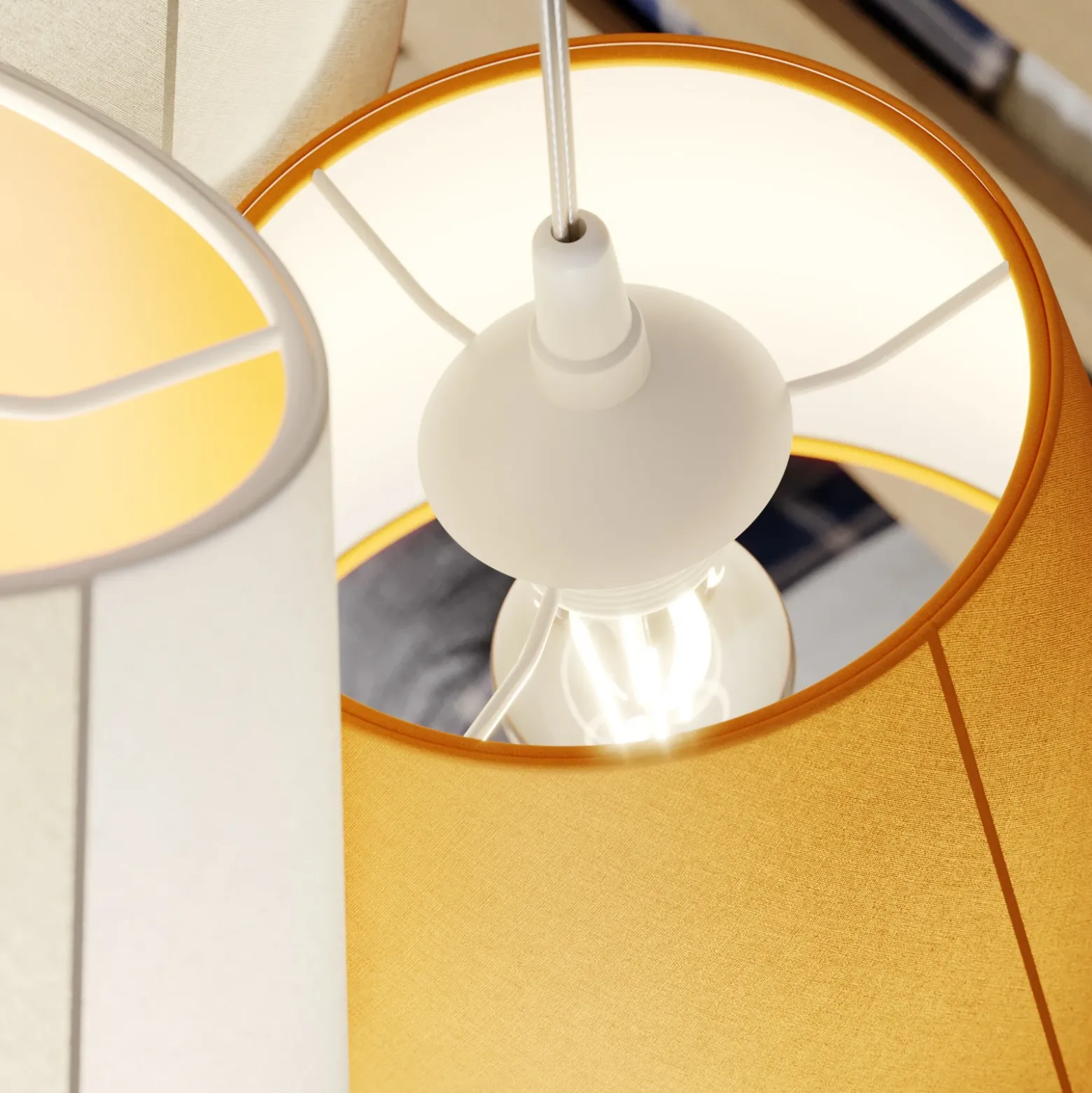 Lámpara colgante Zsofia, 3 luces, blanco/amarillo