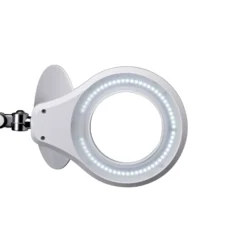 Lámpara con lupa LED MAULsource, blanca, 51 cm, atenuable