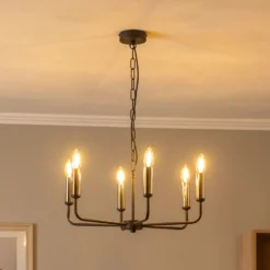 Lámpara de araña Ampli, negro/dorado, 6 luces