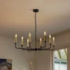 Lámpara de araña Ampli, negro/dorado, 8 luces
