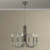 Lámpara de araña Ariane, níquel, Ø 67,5 cm, cristal, 6 luces.