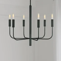 Lámpara de araña Brianna, negra, Ø 61 cm, 6 luces, metal