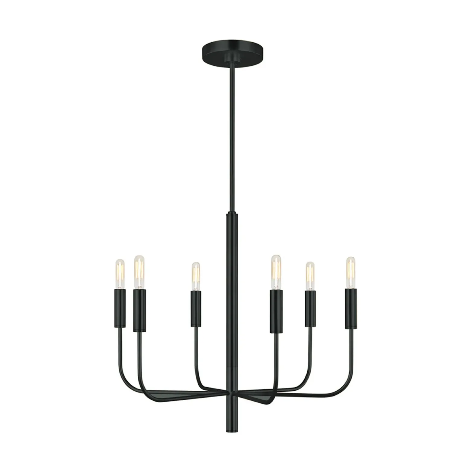 Lámpara de araña Brianna, negra, Ø 61 cm, 6 luces, metal
