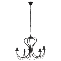 Lámpara de araña Candela, negra, 5 luces