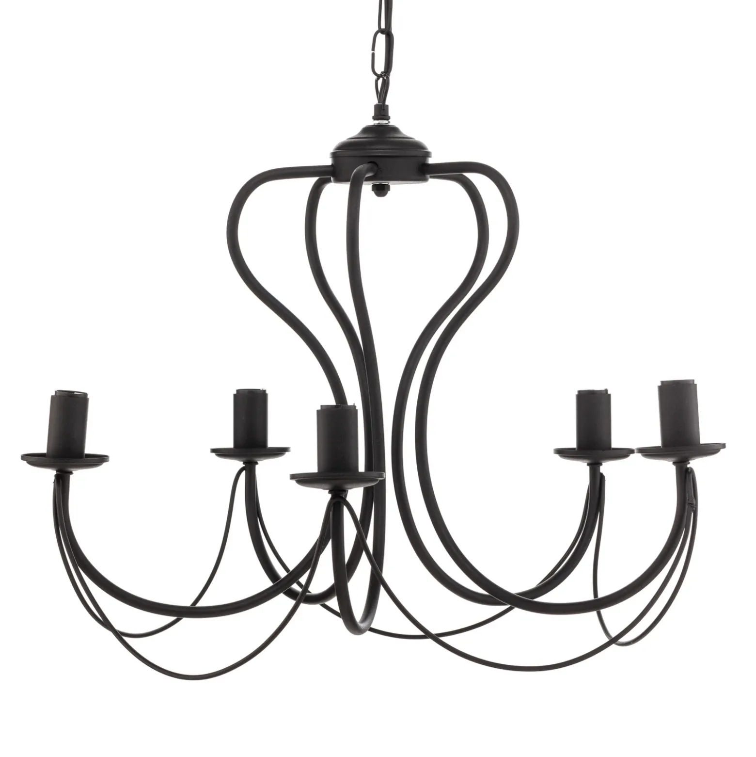 Lámpara de araña Candela, negra, 5 luces
