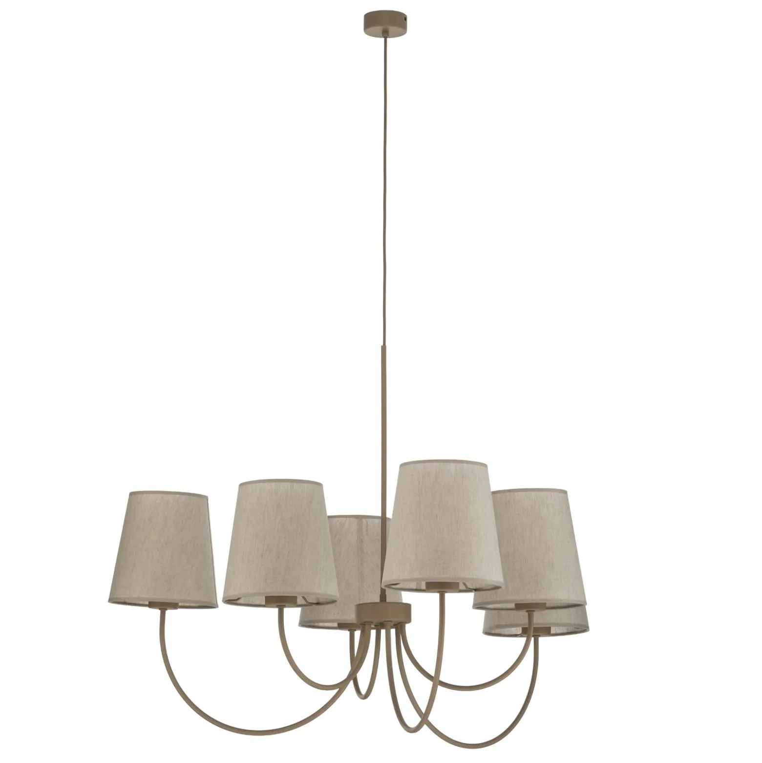 Lámpara de araña Candi, beige/arena, 6 luces, Ø 85 cm, E27
