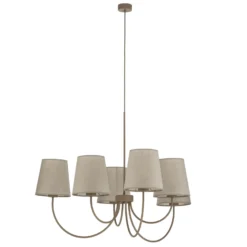 Lámpara de araña Candi, beige/arena, 6 luces, Ø 85 cm, E27