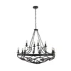 Lámpara de araña Cartwheel III, 12 luces, Ø 89cm, negra, metal