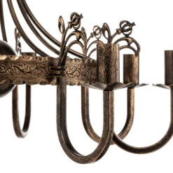 Lámpara de araña Castle oscura patinada a mano, 8 luces