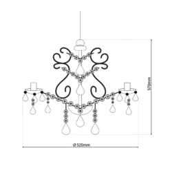 Lámpara de araña Cecilia, blanca, hierro/acrílico, Ø 52 cm, 5 luces.