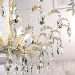Lámpara de araña Cesta, 5 luces con cristales