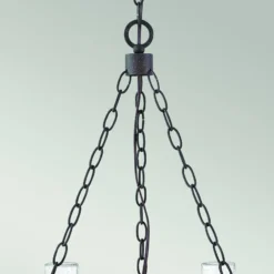 Lámpara de araña Collier, 5 luces, negro, acero, cristal, E27