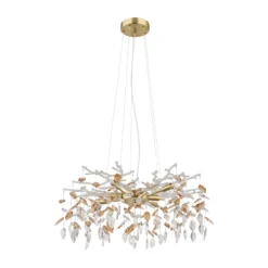 Lámpara de araña Danna, dorada/ámbar/transparente, Ø 61 cm