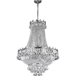 Lámpara de araña de cristal Versalles cromo 55 cm