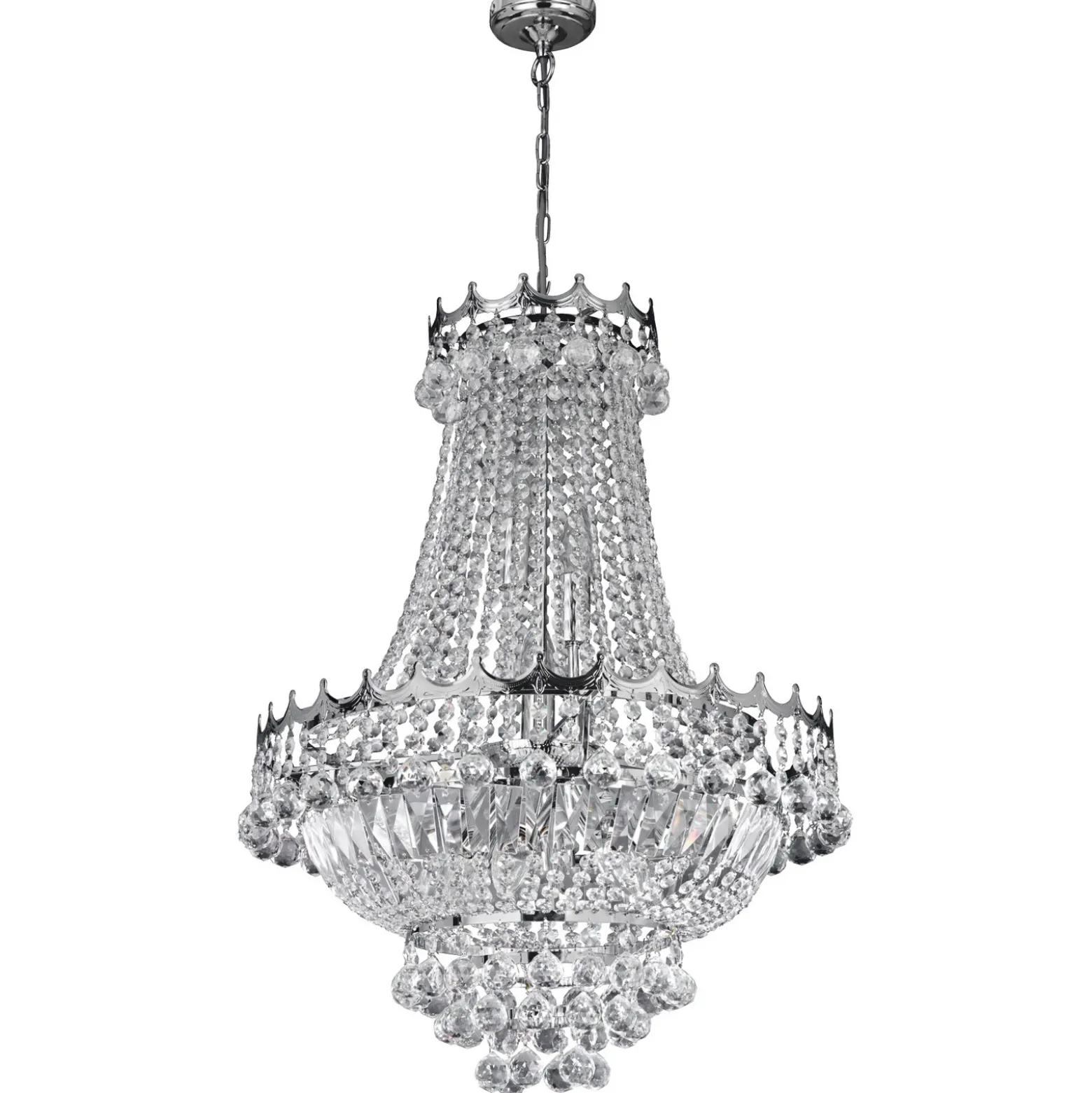 Lámpara de araña de cristal Versalles cromo 55 cm