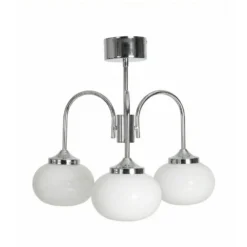 Lámpara de araña Elsy, blanco/cromo, 3 luces, 48 cm, cristal, enchufe