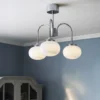Lámpara de araña Elsy, blanco/cromo, 3 luces, 48 cm, cristal, enchufe