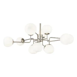 Lámpara de araña Erich de Maytoni, vidrio/metal color níquel, 12 luces