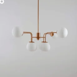 Lámpara de araña Erich de Maytoni, latón rosado, vidrio/metal, 8 luces.