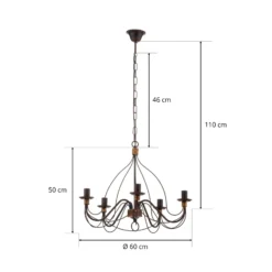 Lámpara de araña Fiamma Marrone 5 luces sin pantallas