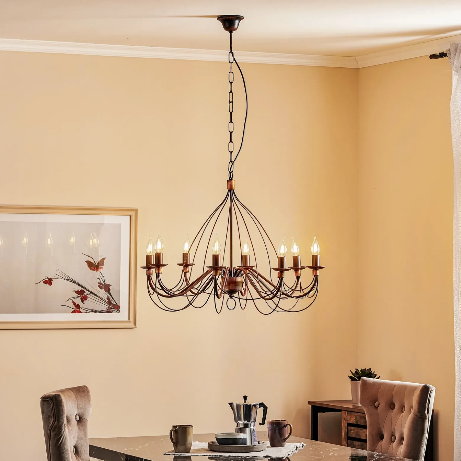 Lámpara de araña Fiamma Marrone 8 luces sin pantallas