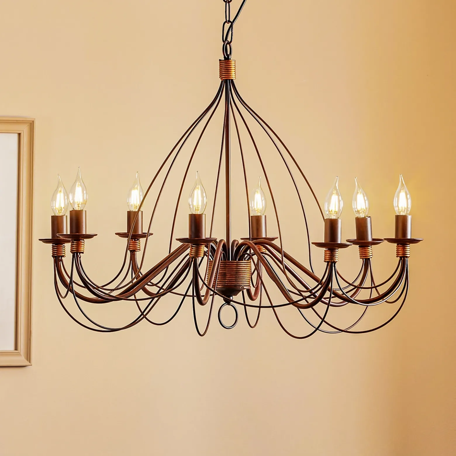Lámpara de araña Fiamma Marrone 8 luces sin pantallas