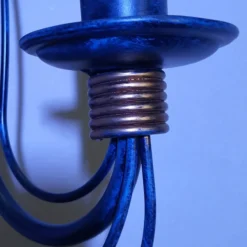 Lámpara de araña Filo, 16 luces, azul negro, metal, Ø 140 cm