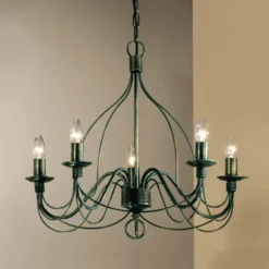 Lámpara de araña Filo 5 luces verde antiguo
