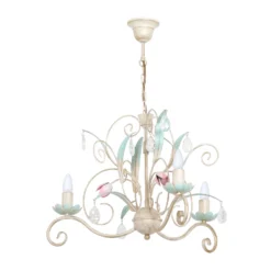 Lámpara de araña Florina con decoración floral, 3 luces