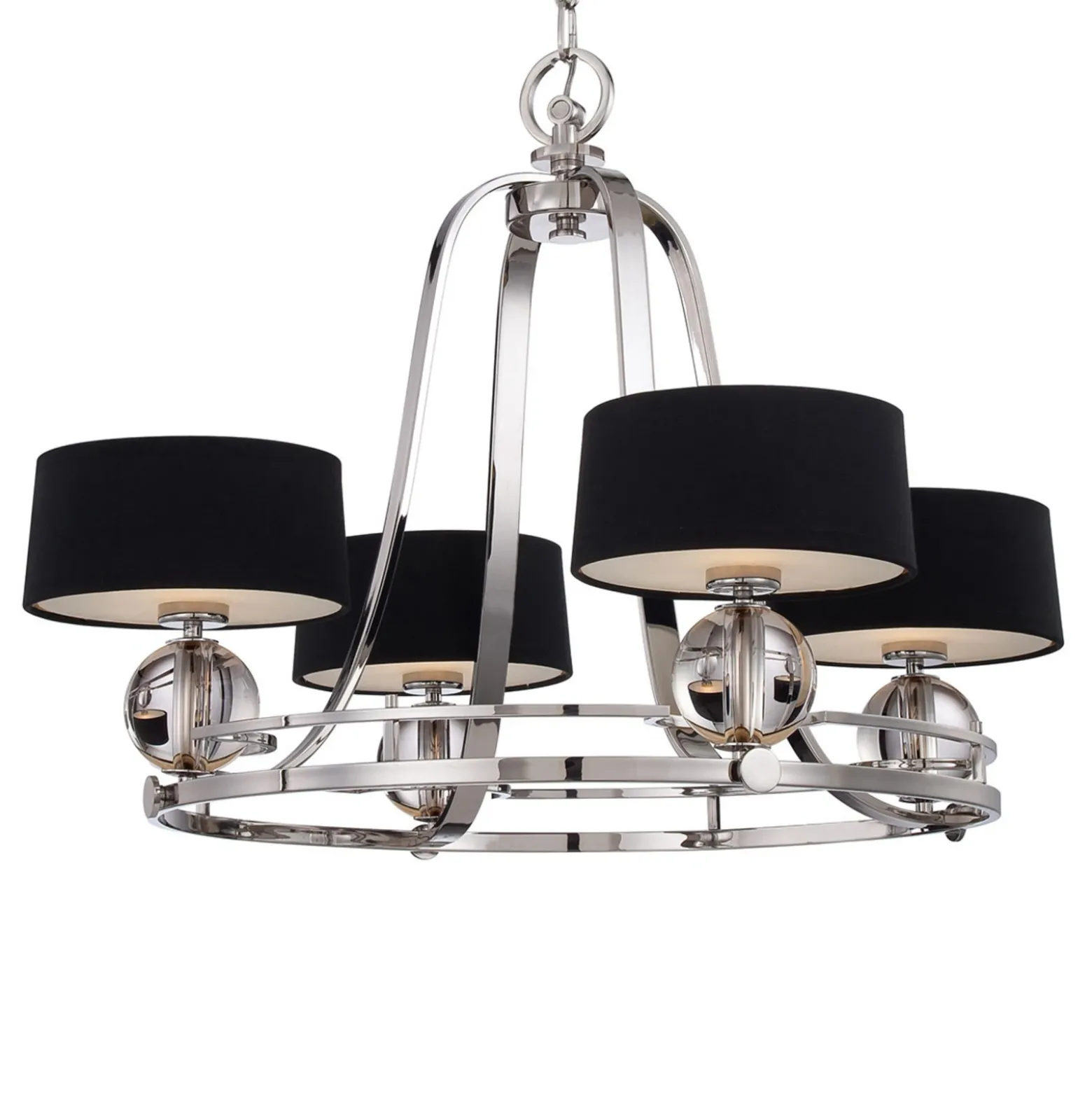 Lámpara de araña Gotham 4 luces pantallas textiles