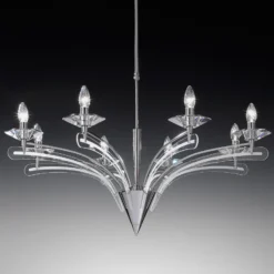 Lámpara de araña ICARO con cristal 8 luces, cromo