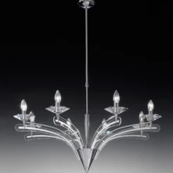 Lámpara de araña ICARO con cristal 8 luces, cromo