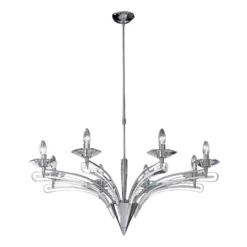 Lámpara de araña ICARO con cristal 8 luces, cromo