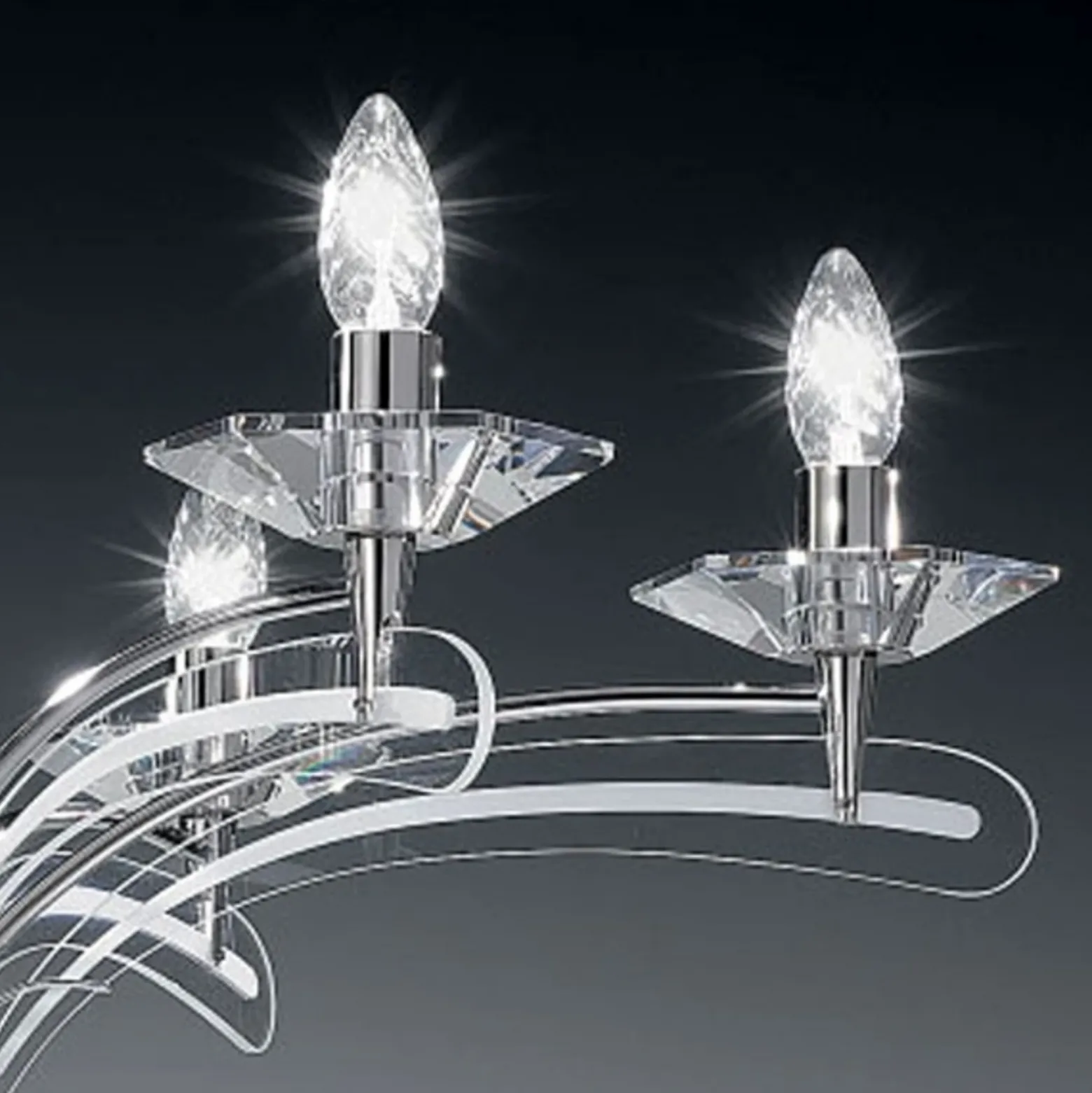 Lámpara de araña ICARO 6 luces con cristal, cromo