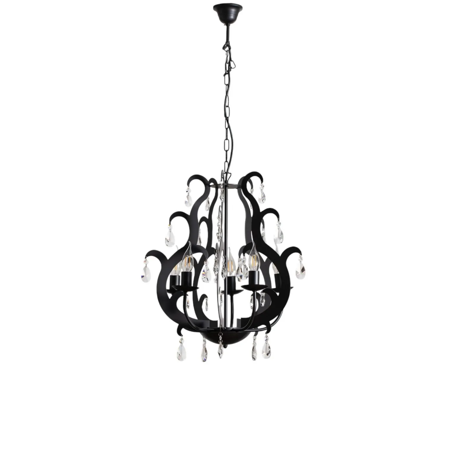 Lámpara de araña Jane metal negro 5 luces cristal