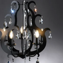 Lámpara de araña Jane metal negro 5 luces cristal