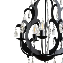Lámpara de araña Jane metal negro 5 luces cristal