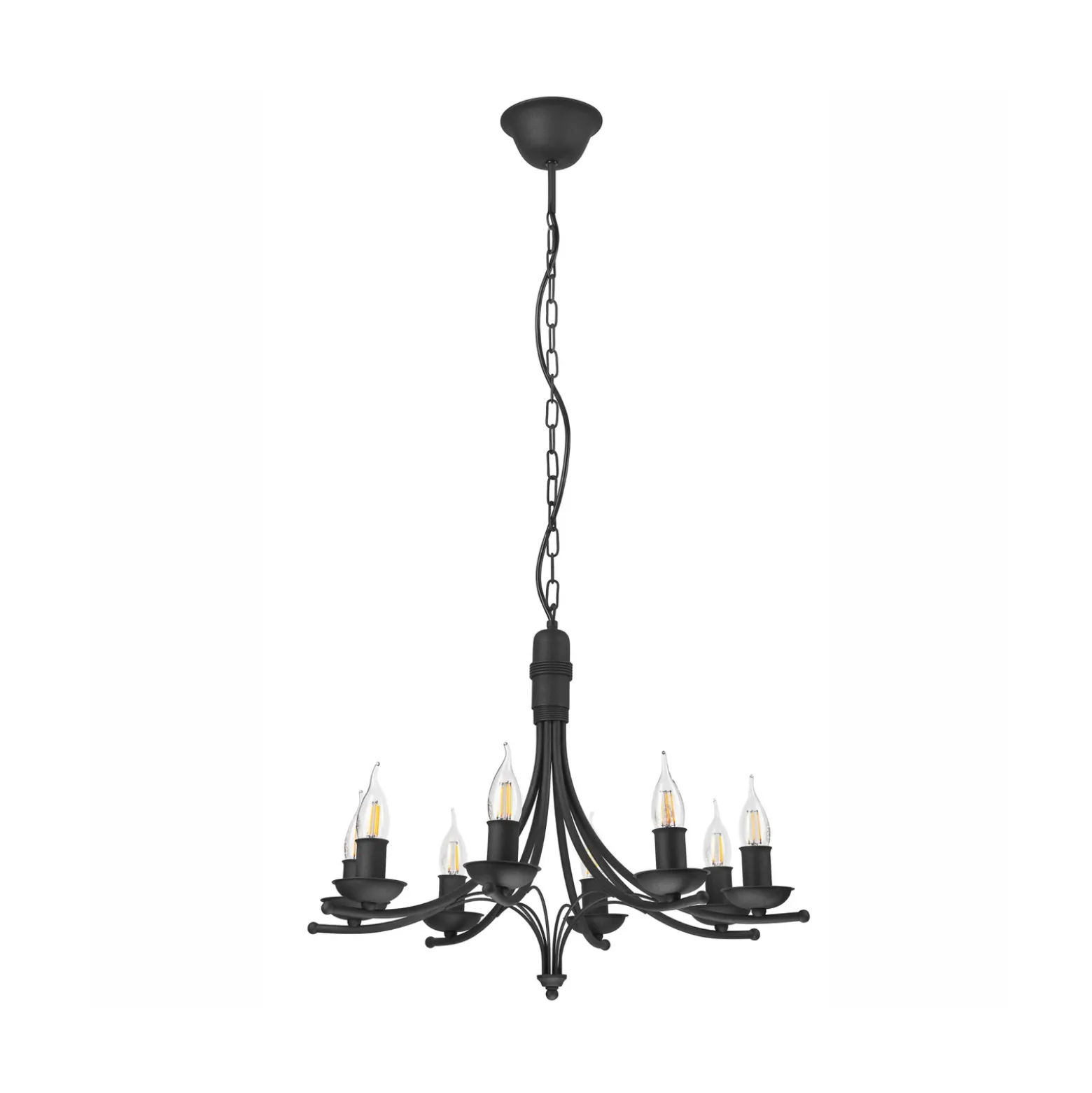 Lámpara de araña Kandela, 8 luces, negro