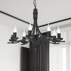 Lámpara de araña Kandela, 8 luces, negro