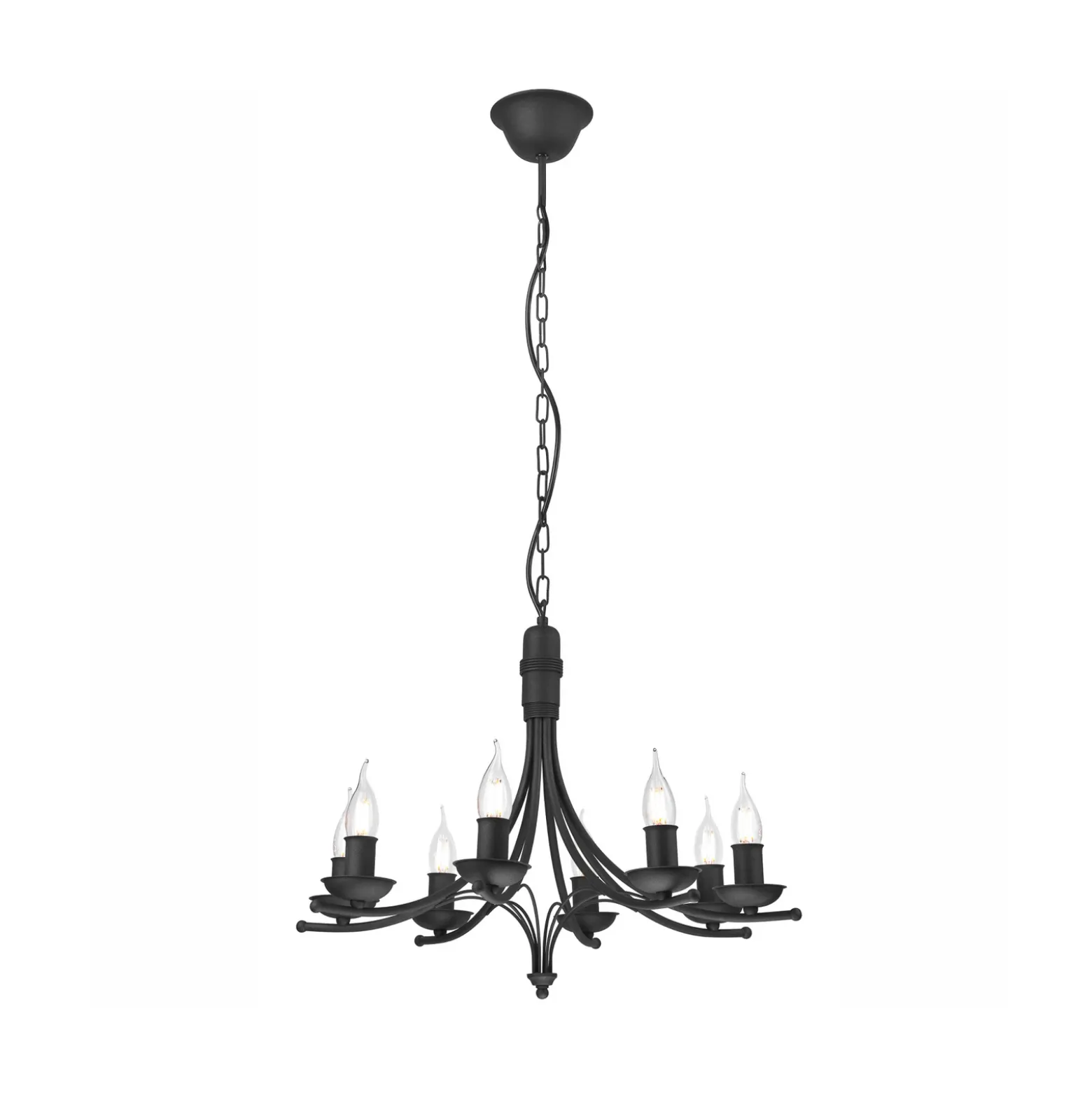 Lámpara de araña Kandela, 8 luces, negro