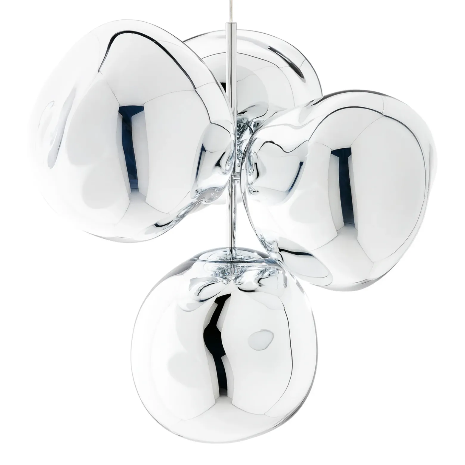 Lámpara de araña LED Melt Chandelier de Tom Dixon, color cromo
