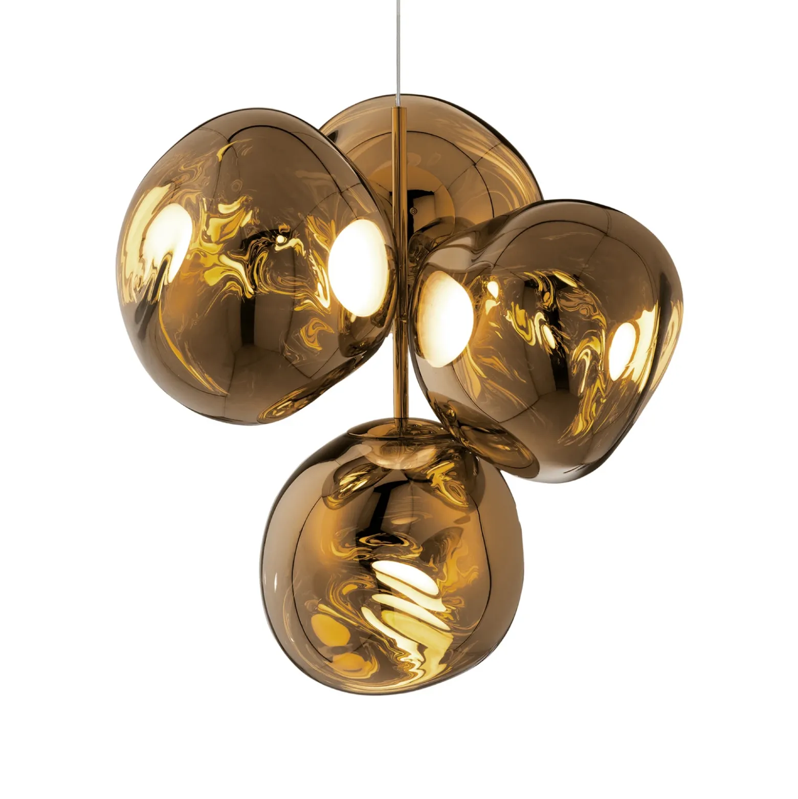 Lámpara de araña LED Melt Chandelier de Tom Dixon, color dorado
